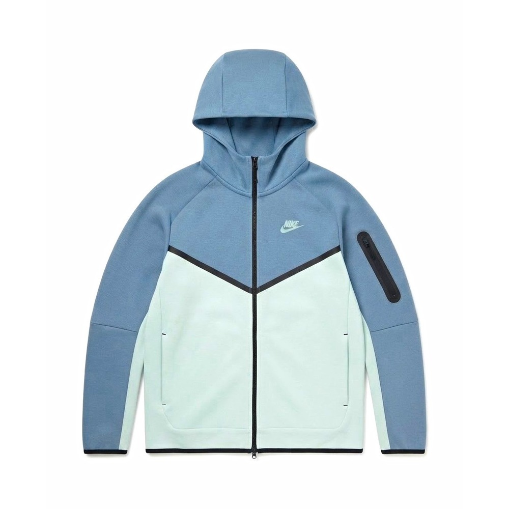 Nike Tech Fleece Colorblock Full Zip Hooded Track Jacket Youth L Blue White